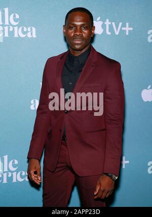 Los Angeles, CA - January 23, 2020: Conphidance attends the premiere of Apple TV+'s 'Little America' at Pacific Design Center Stock Photo