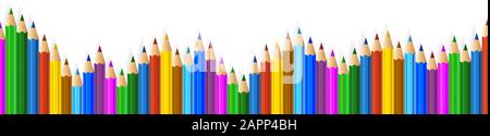 colored pencils arranged in wave isolated on white background vector illustration Stock Vector