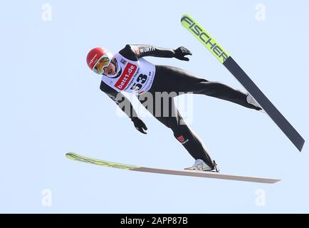 Oberstdorf, Germany. 24th Jan, 2020. Nordic combined: World Cup, Eric Frenzel from Germany jumps in the provisional classification jump. Credit: Karl-Josef Hildenbrand/dpa/Alamy Live News Stock Photo