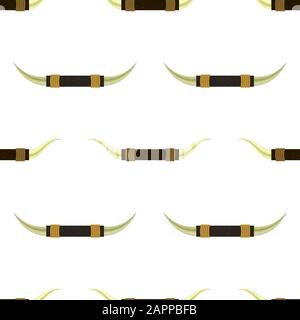 Bull Horns Seamless Pattern Isolated on White Background Stock Vector
