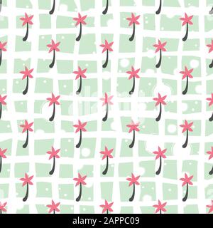 Seamless pattern with palms. Polka dot style. Vector Illustration Stock Vector