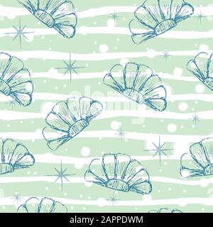 Seamless Pattern with hand drawn seashells. Delicate Design. Vector Illustration Stock Vector