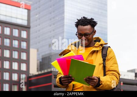 African American man excited student passed the exam is happy Stock Photo
