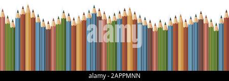pastel colored pencils arranged in wave isolated on white background vector illustration Stock Vector