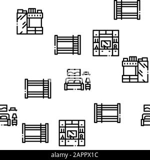 Home Rooms Furniture Seamless Pattern Vector Stock Vector