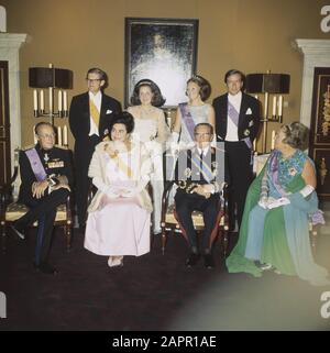 State visit of President Tito to the Netherlands  Statiefoto visit President Tito; President Tito and wife Jovanka Broz, Queen Juliana and Prince Bernhard, Princess Beatrix and Prince Claus, Princess Margriet Date: 21 October 1970 Keywords: State visits Personal name: Beatrix, Princess, Bernhard, Prince, Broz, Jovanka, Juliana, Queen, Margriet, Princess, Tito, Josip Broz Stock Photo