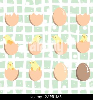 Set of eggs and chickens. Vector Illustration Stock Vector