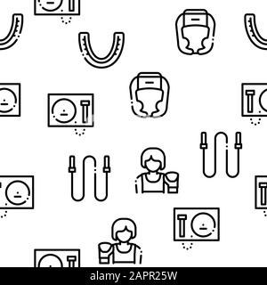 Boxing Sport Tool Seamless Pattern Vector Stock Vector