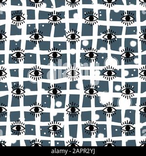 Seamless open eye pattern on subtle background. Repeating eye background. Vector Illustration Stock Vector