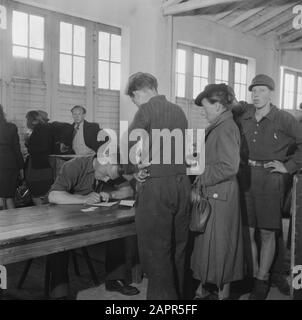 Repatriation Camp Rheine (Germany)  [Repatriants are registered] Date: 1945 Location: Germany, Rheine Keywords: repatriation, World War II Stock Photo