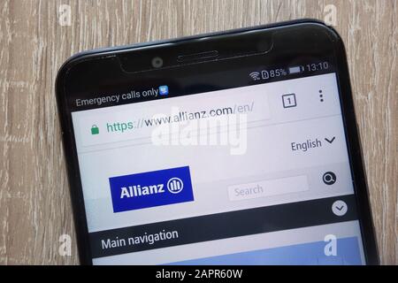 Allianz website displayed on a modern smartphone Stock Photo