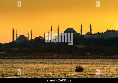 Istanbul cityscape at sunset, Turkey. Stock Photo