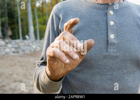 Mid section view of man Stock Photo
