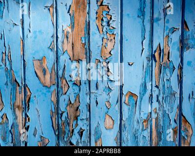 blue wooden wall with old paint Stock Photo