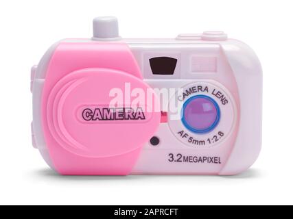 Plastic Toy Camera Isolated on a White Background. Stock Photo