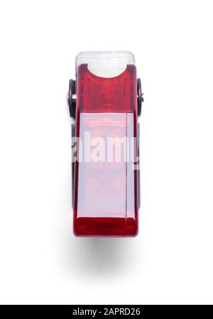 Red Trigger Switch Top View Isolated on White. Stock Photo