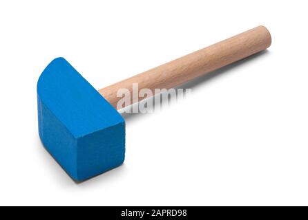Wood Toy Hammer Isolated on White Background. Stock Photo