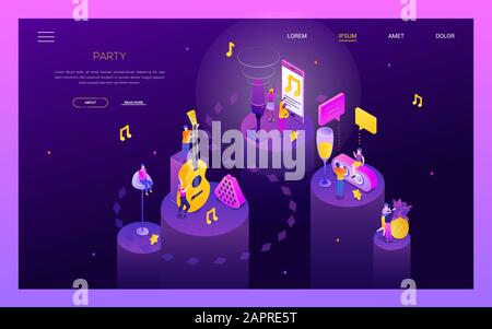 Party and celebration - modern isometric vector web banner Stock Vector