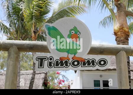 Timomo Kindergarten fence and jungle gym in Veranda Palmar Beach Hotel and Spa, Mauritius. Stock Photo