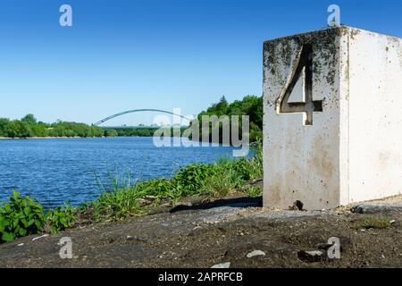 Old Danube with Bridge near Straubing Stock Photo