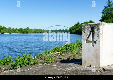Old Danube with Bridge near Straubing Stock Photo