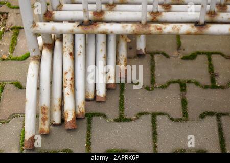 Rusted metal railing near each other Stock Photo
