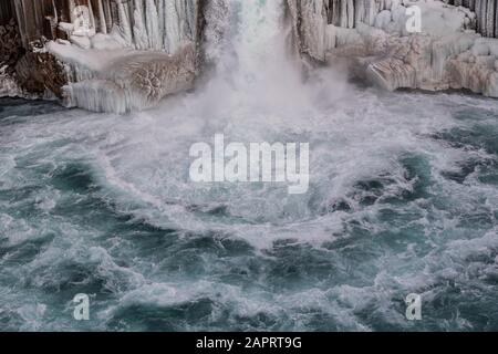 Aldeyjarfoss, icelandic waterfall rounded by basalt columns Stock Photo