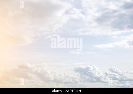 blue sky with clouds close up. Summer morning Stock Photo