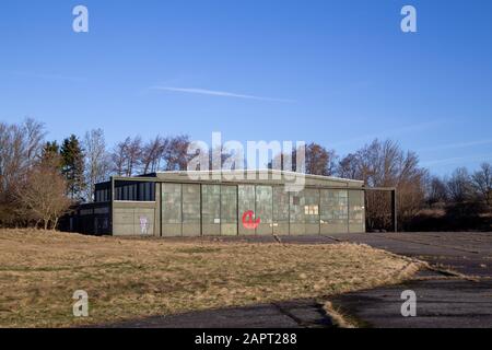 Abandoned old military hangar Stock Photo