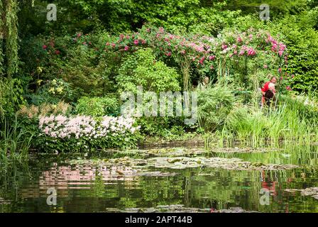 Monet's garden - across the waterlily pool - a peaceful scene Stock Photo