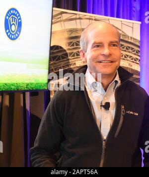 Fisk Johnson, Chairman and CEO of SC Johnson, speaks to a group moments ...