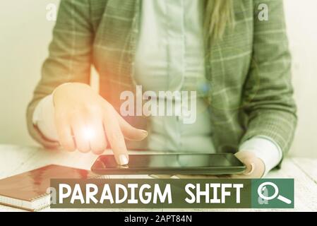 Text sign showing Paradigm Shift. Business photo showcasing fundamental change in approach or underlying assumptions Business concept with communicati Stock Photo