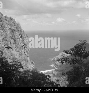 Journey to Suriname and the Netherlands Antilles  View of the coast of Saba Date: 1947 Location: Dutch Antilles, Saba Keywords: coast Stock Photo