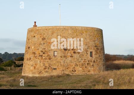 Kemp Tower, St Ouens Bay, Jersey, Channel Islands, Built 1834, Photo: January 2020 Stock Photo