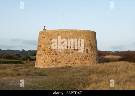 Kemp Tower, St Ouens Bay, Jersey, Channel Islands, Built 1834, Photo: January 2020 Stock Photo