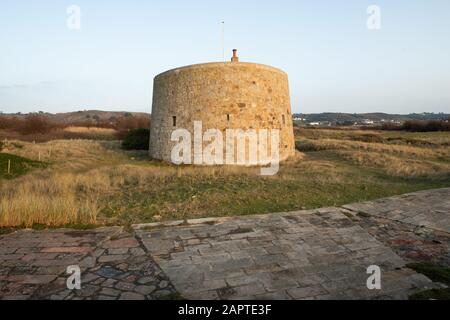 Kemp Tower, St Ouens Bay, Jersey, Channel Islands, Built 1834, Photo: January 2020 Stock Photo