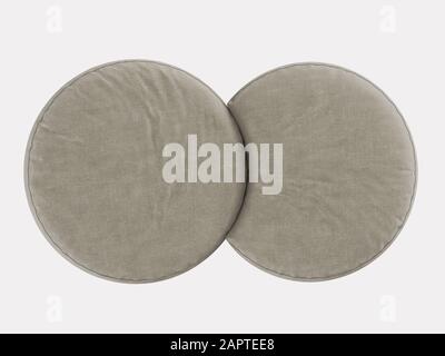 Two round poufs on a white background 3d rendering Stock Photo