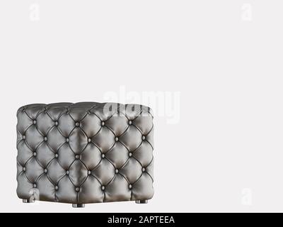 Black leather four-sided pouf on a white background 3d rendering Stock Photo