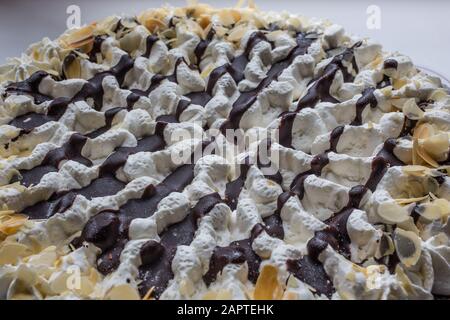 Black Forest cherry cake with cream Stock Photo