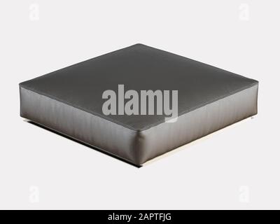 Square black leather ottoman on a white background 3d rendering Stock Photo