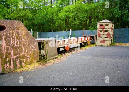 EUSSENHAUSEN, BAVARIA, DDR MONUMENT, GERMANY - JULY 5, 2019 Border station of the former inner German borders between GDR and Germany at Eussenhausen Stock Photo