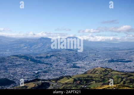 View from ruca pichincha over quito, ecuador. Stock Photo