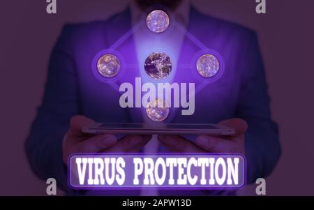 Text sign showing Virus Protection. Business photo showcasing program designed to protect computers from malware Elements of this image furnished by N Stock Photo