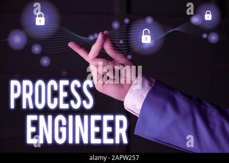 Text sign showing Process Engineer. Business photo text responsible for developing new industrial processes Stock Photo