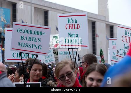 Washington DC, USA. 24th Jan, 2020. People gather for the March for Life on the National Mall in Washington, DC, U.S., on Friday, January 24, 2020. Credit: MediaPunch Inc/Alamy Live News Stock Photo