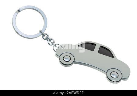 Car Keychain, 3D rendering isolated on white background Stock Photo