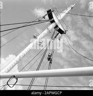 Dutch Antilles and Suriname at the time of the royal visit of Queen Juliana and Prince Bernhard in 1955  Mast of the ms. Nestor on the way to Suriname Date: 1 October 1955 Keywords: ships Stock Photo