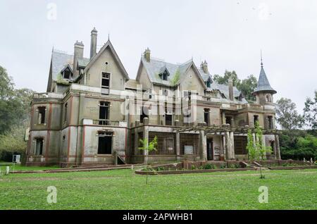 Egaña, Buenos Aires / Argentina; Sept 21, 2014: San Francisco Castle or Egaña Castle, old abandoned mansion, lateral view Stock Photo