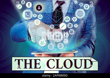 Handwriting text writing The Cloud. Conceptual photo Programs used in Storing Accessing data over the internet Stock Photo