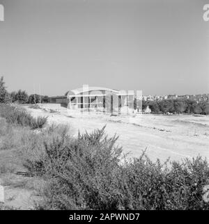 Israel 1964-1965: Haifa, Technion  Modern architecture of the Churchill Auditorium on the site of the Technion Annotation: The Technion, founded in 1924 in Haifa on the Carmel Mountains, is a Israeli university specializing in teaching and research in technological and exact sciences Date: 1964 Location: Carmel, Haifa, Israel Keywords: architecture, buildings, panoramas Institution name: Technion University Stock Photo